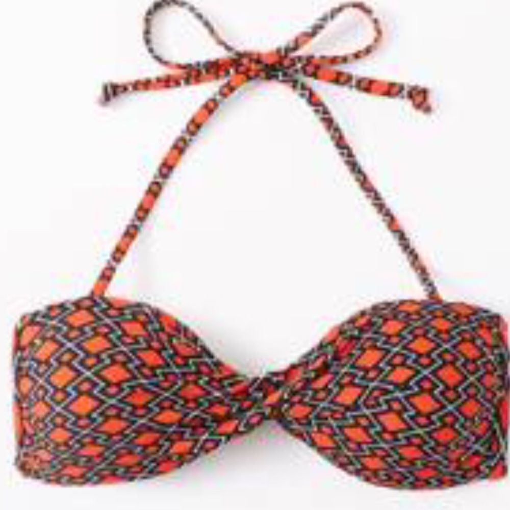 Shein Large strapless padded bikini top orange